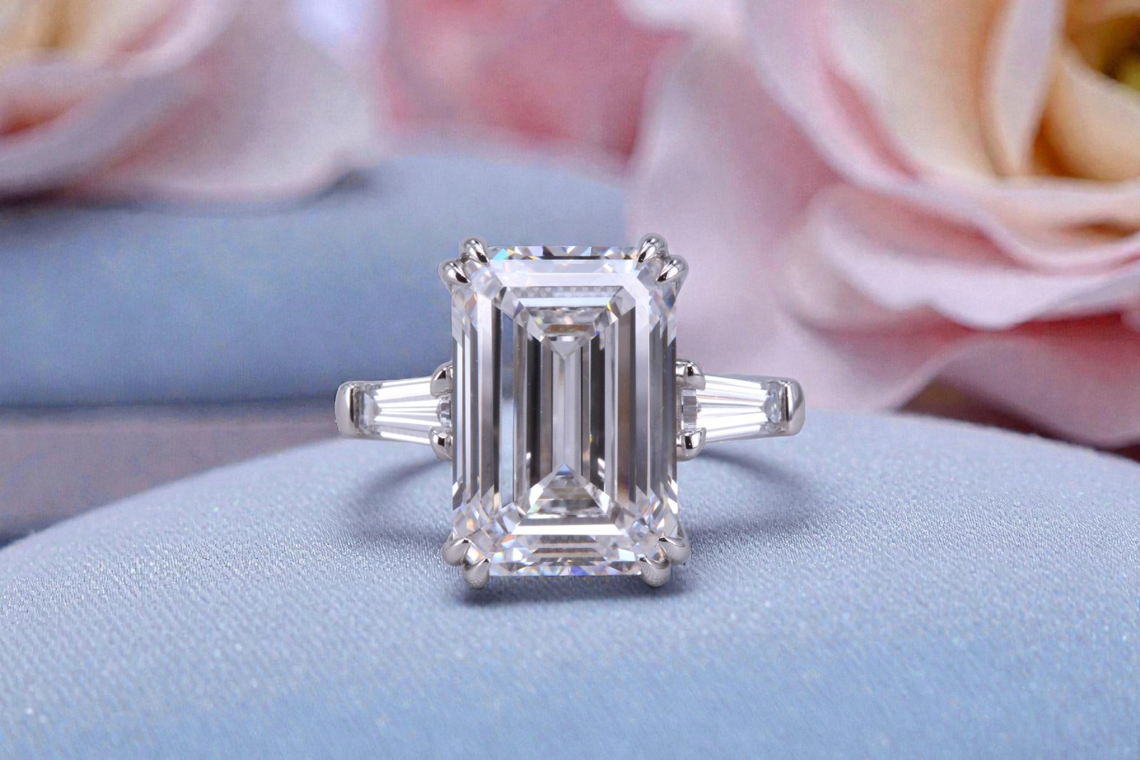 Handcrafted emerald cut diamond ring for Encinitas couples