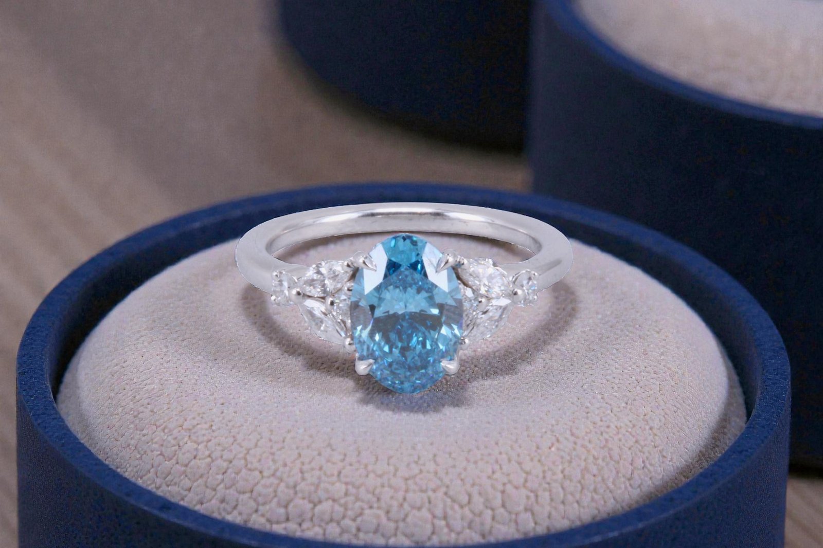 Lab-grown blue diamond ring for Encinitas couples