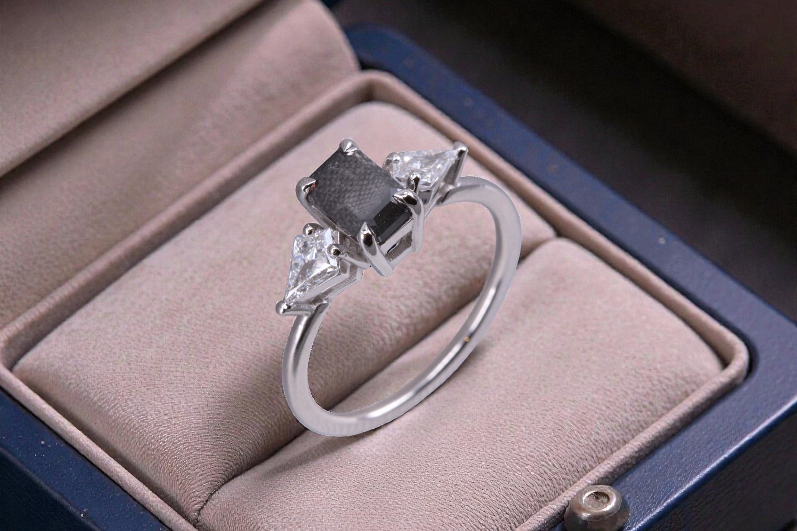 Edgy grey diamond ring for Encinitas couples