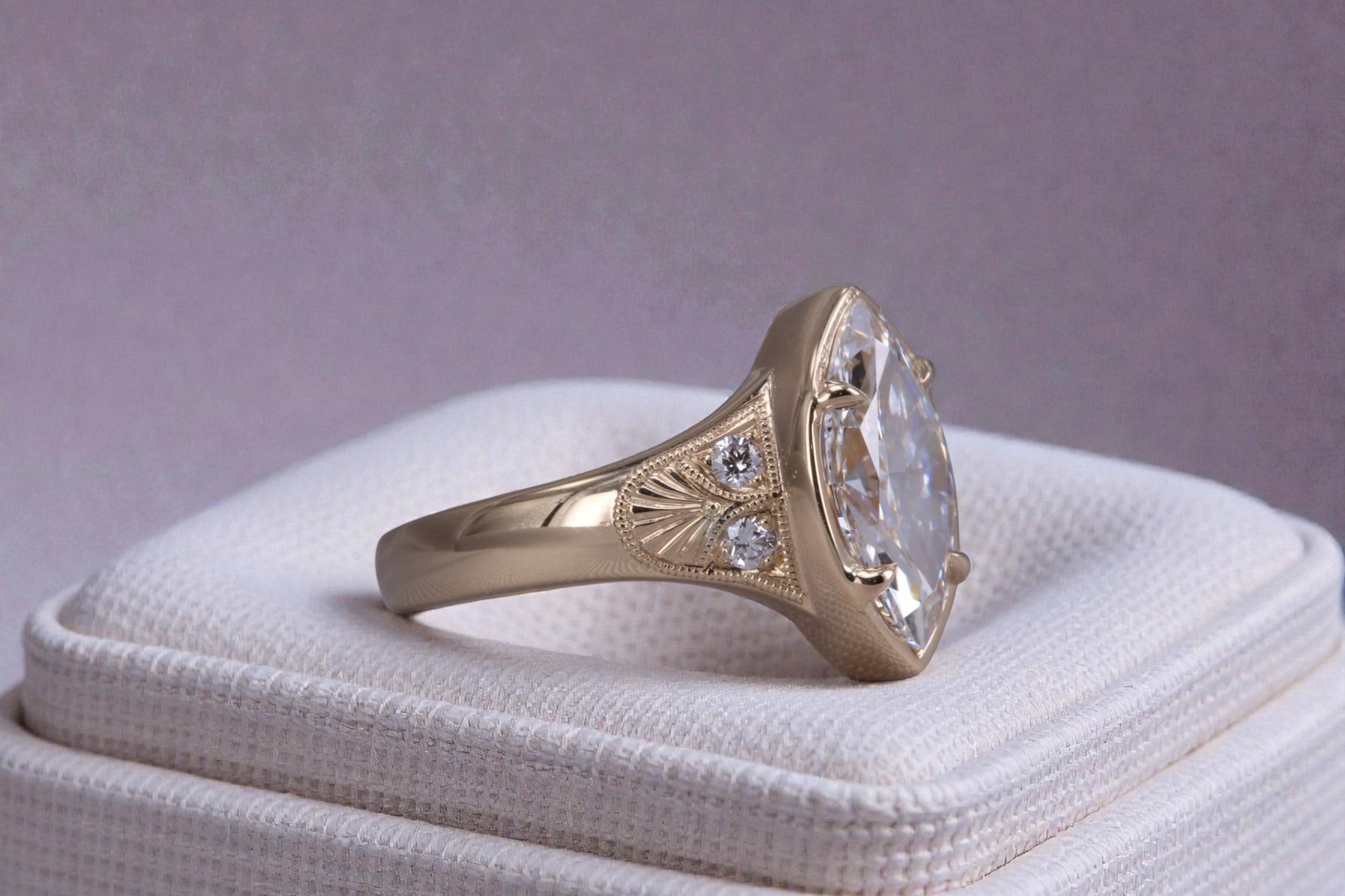 Custom engraved diamond ring for Encinitas brides