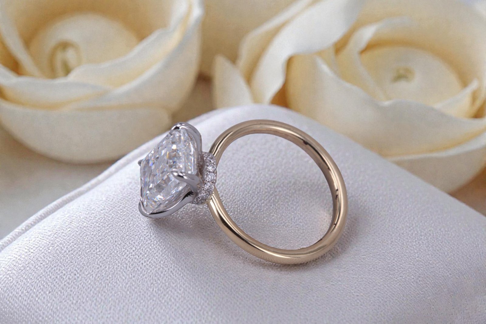 Custom two-tone engagement ring for couples in Encinitas