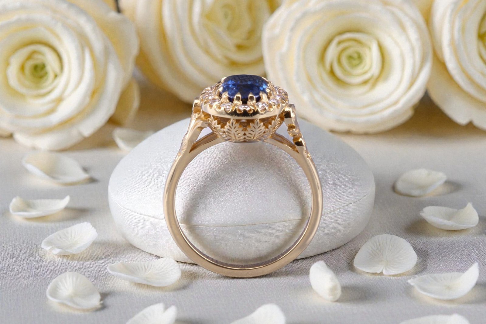 Handcrafted natural sapphire engagement ring for couples in Encinitas