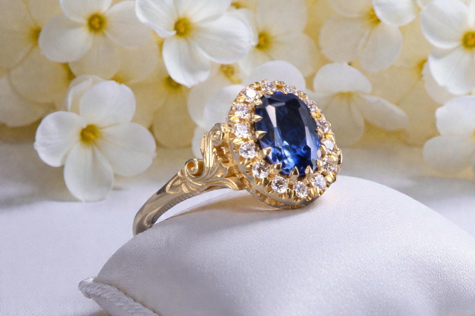 Handcrafted sapphire engagement ring for couples in Encinitas